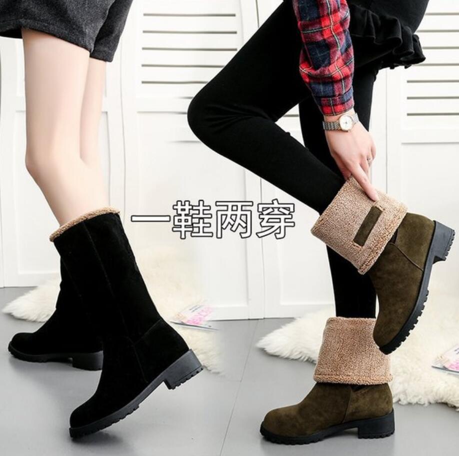 Kvinder sko vinter varme kvindelige støvler ruskind kvinder støvletter britisk retro trend kvinder nøgne sne støvler botas de mujer