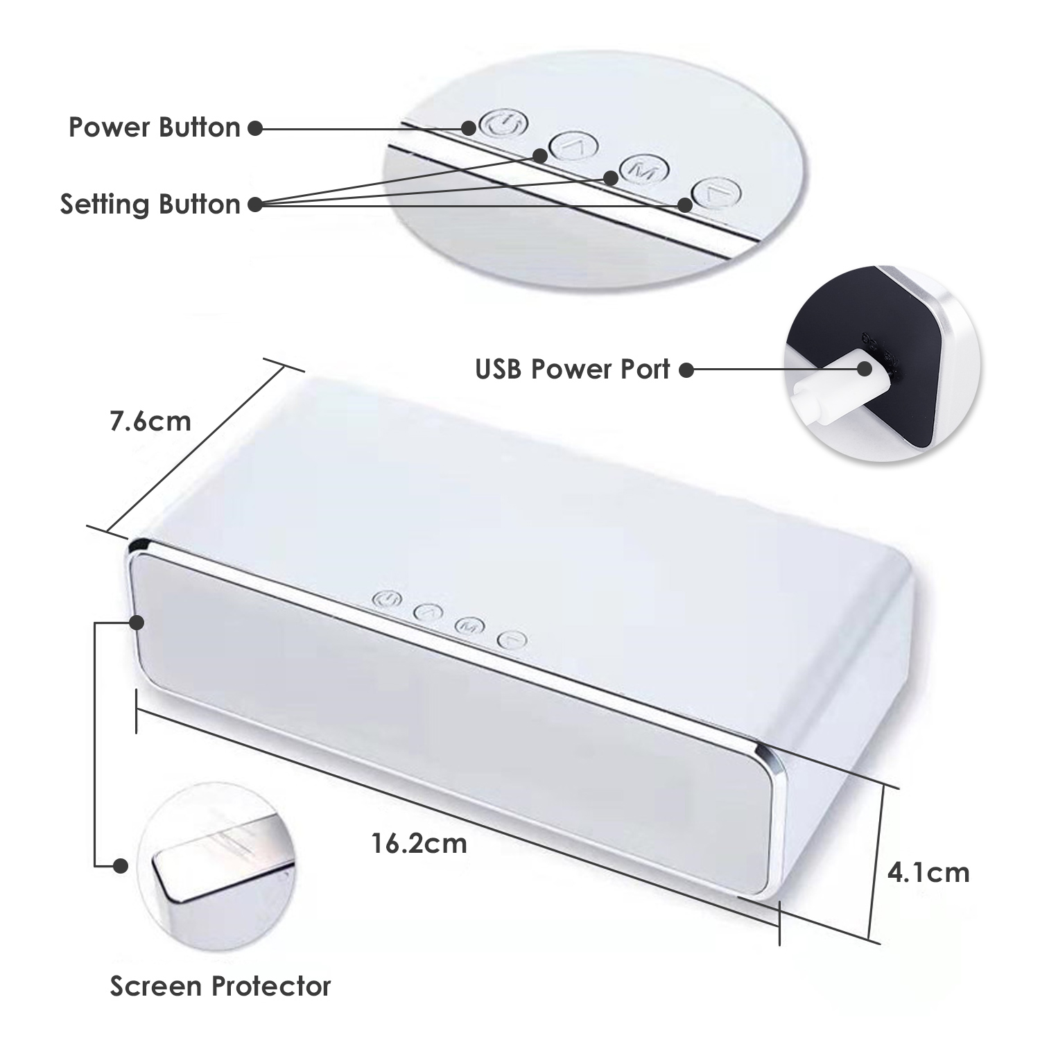 Electronic LED Digital Alarm Clock with Phone Wireless Charging Dock Charger Desktop Date Temperature for Home Decor Office