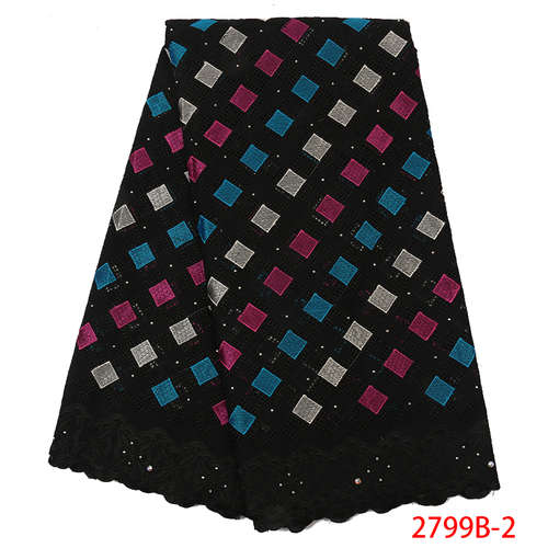 schweizer Schleier spitze schwarz Afrikanische spitze schweizer spitze baumwolle mit steinen kleider für frauen KS2799B-2: Bild 2