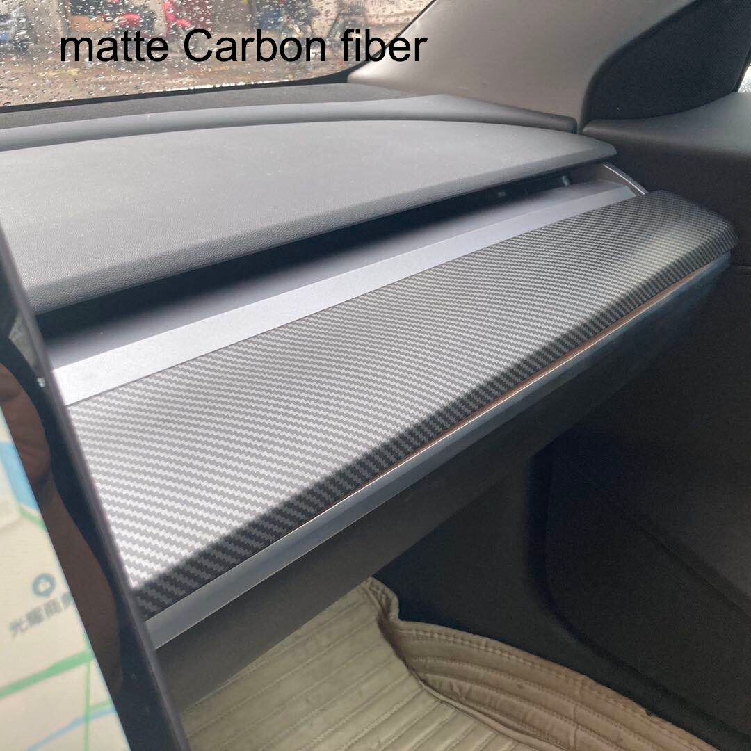subsection frosting matte finish Carbon fiber decoration Dashboard For Tesla Model 3 Y Center control panel protective cover: matte Carbon fiber