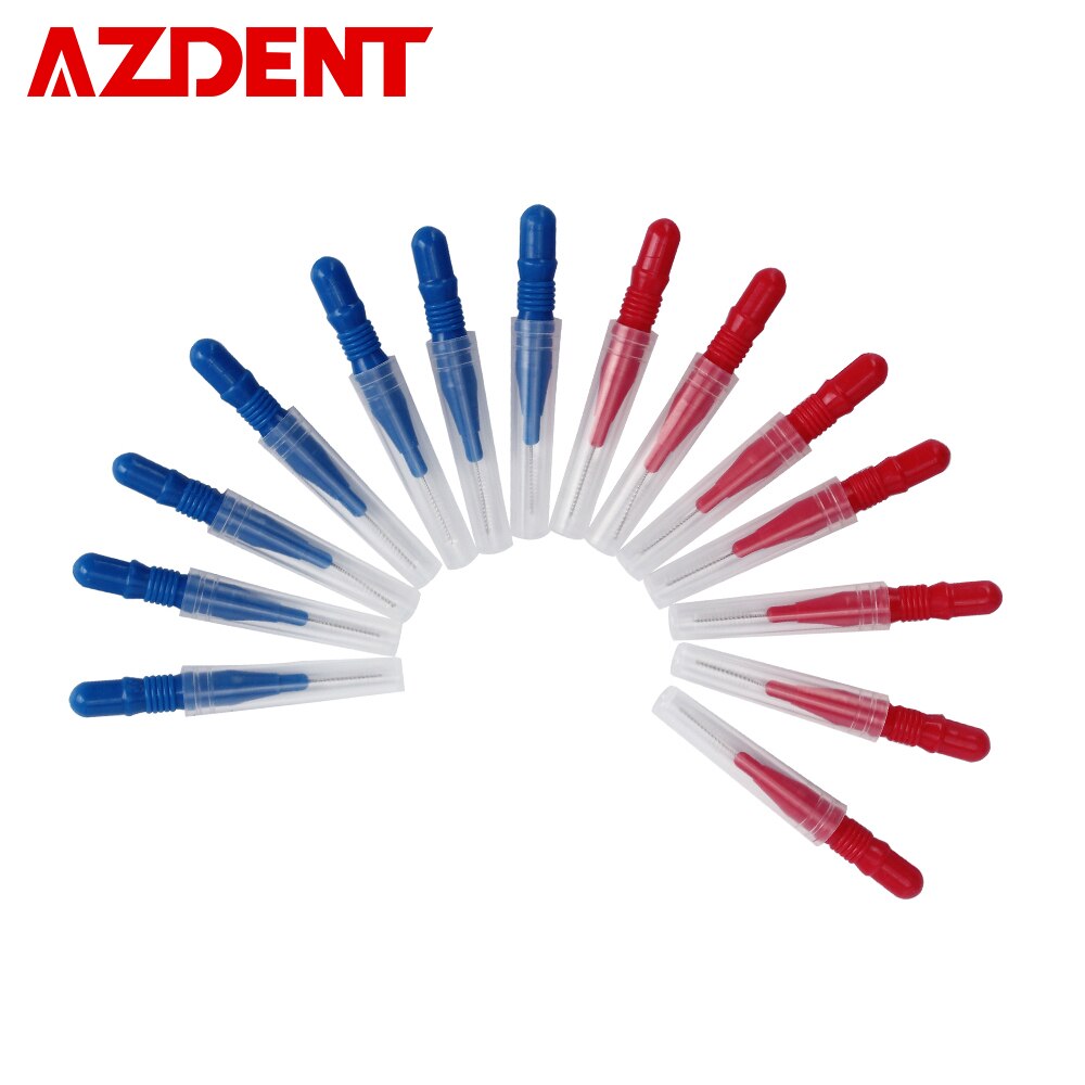 Azdent 500 Stuks Rager Dental Push-Pull Orale Tandenstoker Gum Interdentale Tandenborstel Orthodontische Draad Borstel Rood/blauw