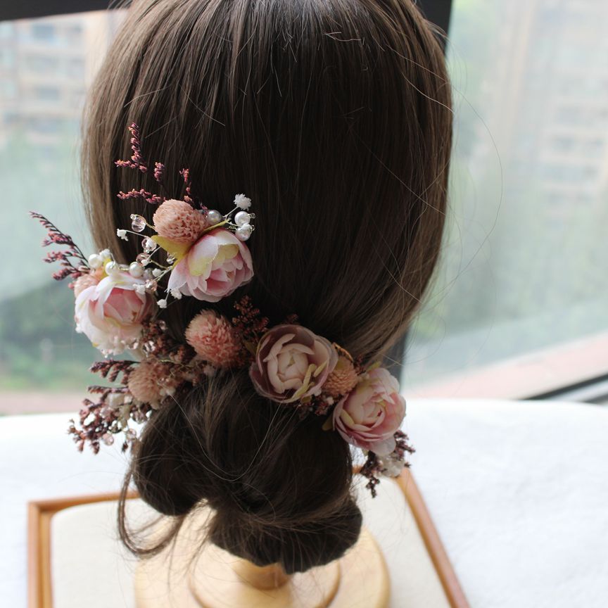 Braut Mori Kopfschmuck Trockenen Spitze prinzessin blume Haar Preis einstellen Koreanische braut Hochzeit haar Schmuck