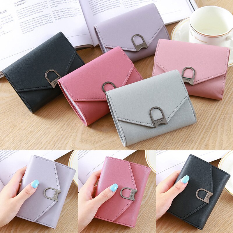 Vrouwelijke Portemonnee Mode Elegante Korte Portemonnee Vrouwen Snoep Kleur Kleine Lederen Portemonnee Dames Kaarthouders Tas Voor Vrouwen Clutch Dames