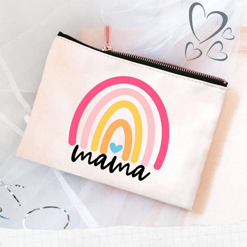 Rainbow Mama Print kosmetyczka kosmetyczka podróżna kobiety Organizer do przyborów toaletowych Tote kobieta przechowywanie makijaż torby torebka prezent dla mamy