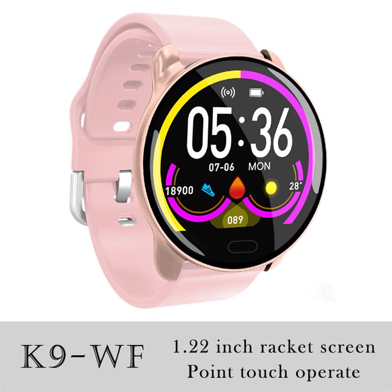 696 K9-WF Full Touch Pedometer Smart Watch Fitness Tracker Heart Rate Monitor Blood Pressure Smartwatch Monitor Smart Bracelet: K9 Pink rubber