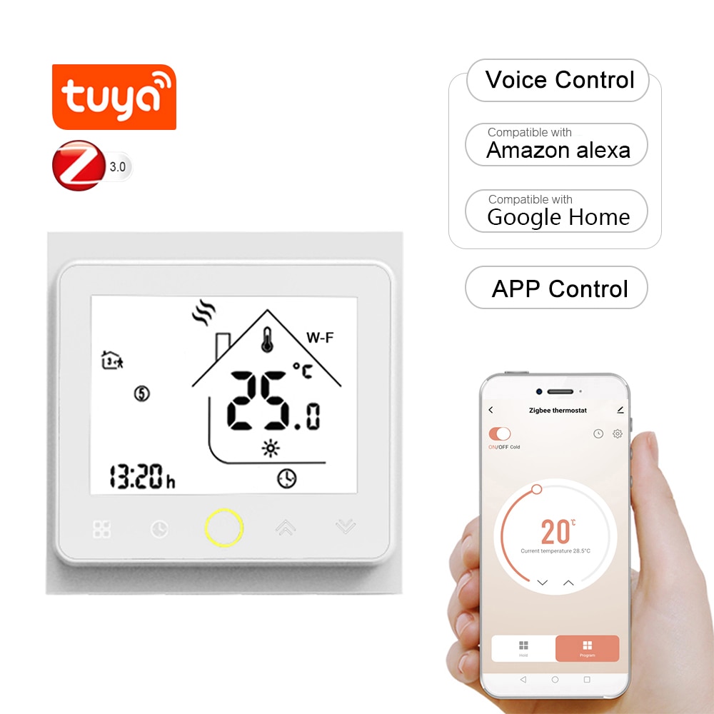 Termostato inteligente wifi para el hogar, controlador de temperatura de suelo, Control por aplicación, Compatible con Alexa, Google Home, calefacción por agua