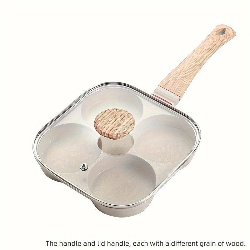 Padella per uova multifunzionale da 1 pezzo con coperchio - Adatta per pancake all'uovo compatibile con fornello a gas e piano cottura a induzione: Di Colore Giallo chiaro
