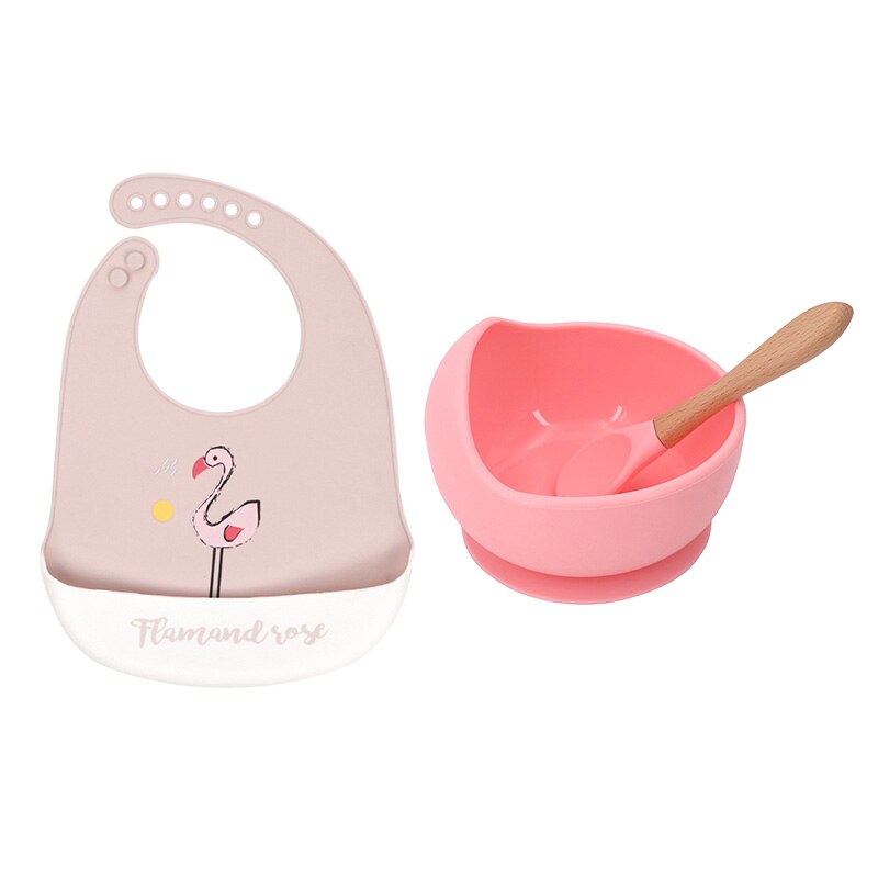 2 Stks/set Slabbers Kommen Lepel Set Waterdichte Siliconen Kinderen Meisje Jongen Slabbetjes Verstelbare Cartoon Peuter Schort Babyvoeding Stuff