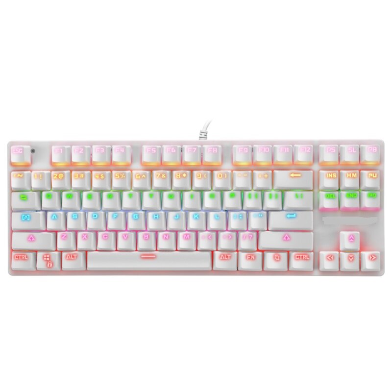 Mechanical Keyboard 87 Keys Switch Wired Gaming Keyboards with RGB Backlight L4MD: White