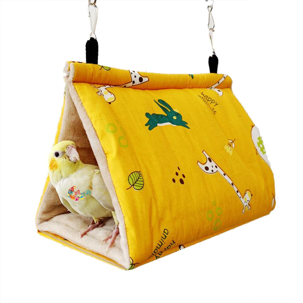 Plush Bird Hanging Cave Cage Parrot Nest Hammock Hanging Cage Warm Winter Birds Cage Bed Toys Hamster House: 4 / L