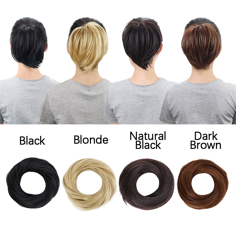 Chignon élastique synthétique pour queue de cheval, postiche, chignon