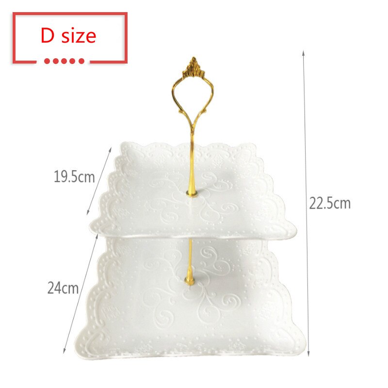 European three-story two-story fruit plate dry tray afternoon tea dessert trays baking table multi-story cake rack cafe tables: D size 2 layers