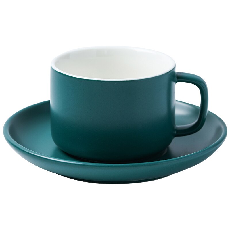 Taza de café Rosa mate, juego de copas lindas y platillos de cerámica, taza de té de porcelana, tazas simples Retro de agua, Fincan nórdico, AC50BD