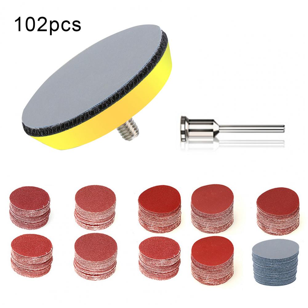 102Pcs Sand Disc Moisture Resistance Wear Resistance Round Sanding Discs Pad Kit Drill Sanding Attachment for Buffing Accessory