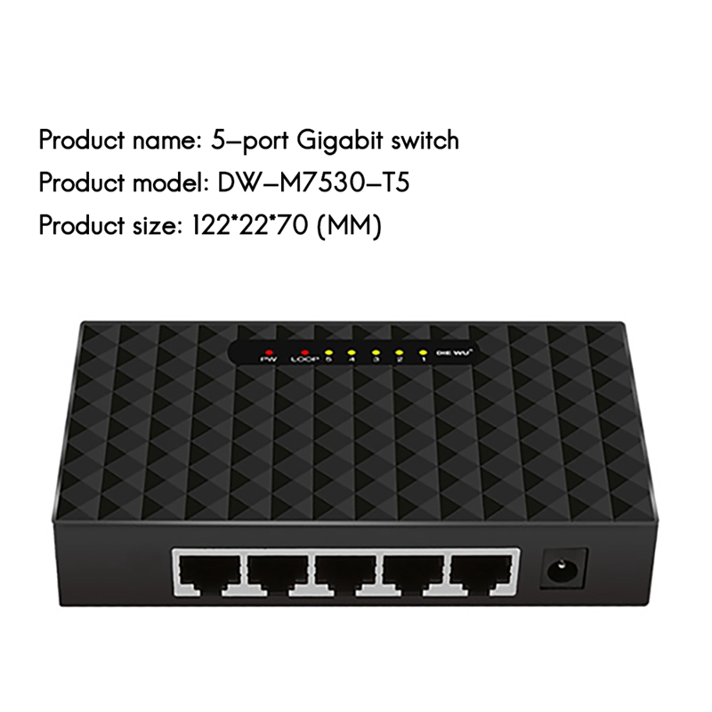 Gigabit sieć przełącznik 5 Port 1000Mbps szybki Ethernet przełącznik Lan Centrum dla gospodarstwo domowe EU wtyczka