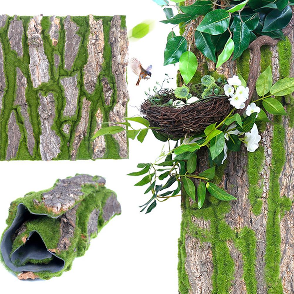 30*50cm Artificial Bark Decoration Real Dried Pine Tree Bark with Artificial Moss for DIY Festival Home Party Wall Embellishment
