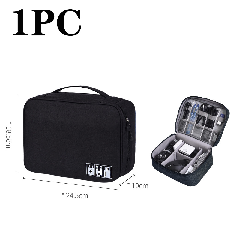 USB Charger Storage Bag Cable Organizer Cable Storage Bag With Handle Waterproof Data Line Travel Portable Electronic Organizer: WHITE