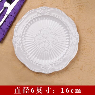 Embossed Bone China Dishes European-style Hollow Dishes Ceramic Tableware Western Dishes Salad Dishes Steak Dishes: 1pcs- 6 inch12