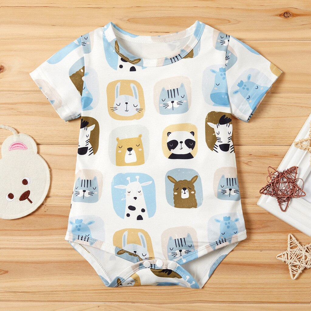 Zomer Baby Boy Kleding Bodysuit Pasgeboren Baby Baby Meisjes Jongens Cartoon Print Romper Jumpsuit Outfits Kleding Vetement