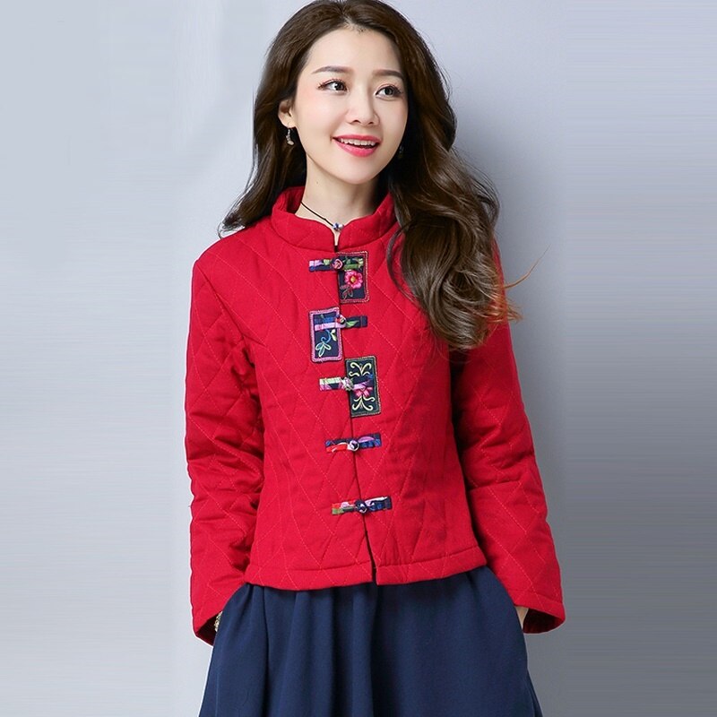 superiore Cheongsam cinesi per donna parka invernale cappotti In piedi bottone cappotti caldi giacca retrò codolo completo da uomo abbigliamento stile orientale 11689: 2 / XXL