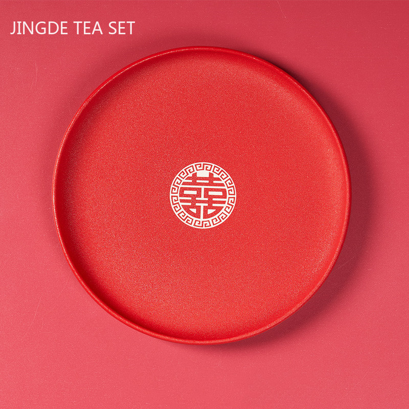Chinese Ceramic Round Tea Tray Living Room Tea Table Accessories Household Tea Board Chahai Tradition Tea Set Supplies