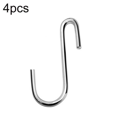 4/8Pcs Multifunction S-shaped Stainless Steel Hanging Hooks Kitchen Bathroom Hangers Holder Home Bedroom Hanging Metal Hooks: Silver 4pcs
