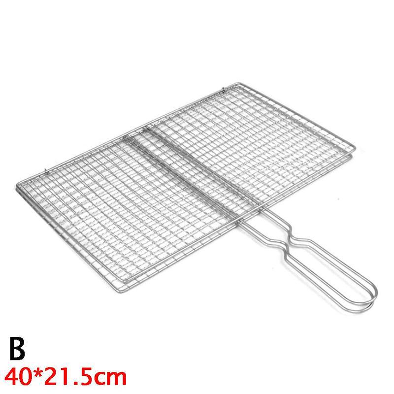 Cesta antiadherente Triple para asador de pescado, parrilla con mango de Metal, rejilla para barbacoa, accesorios para barbacoa, herramienta para exteriores para asar pescado, barbacoa R B0N4: B