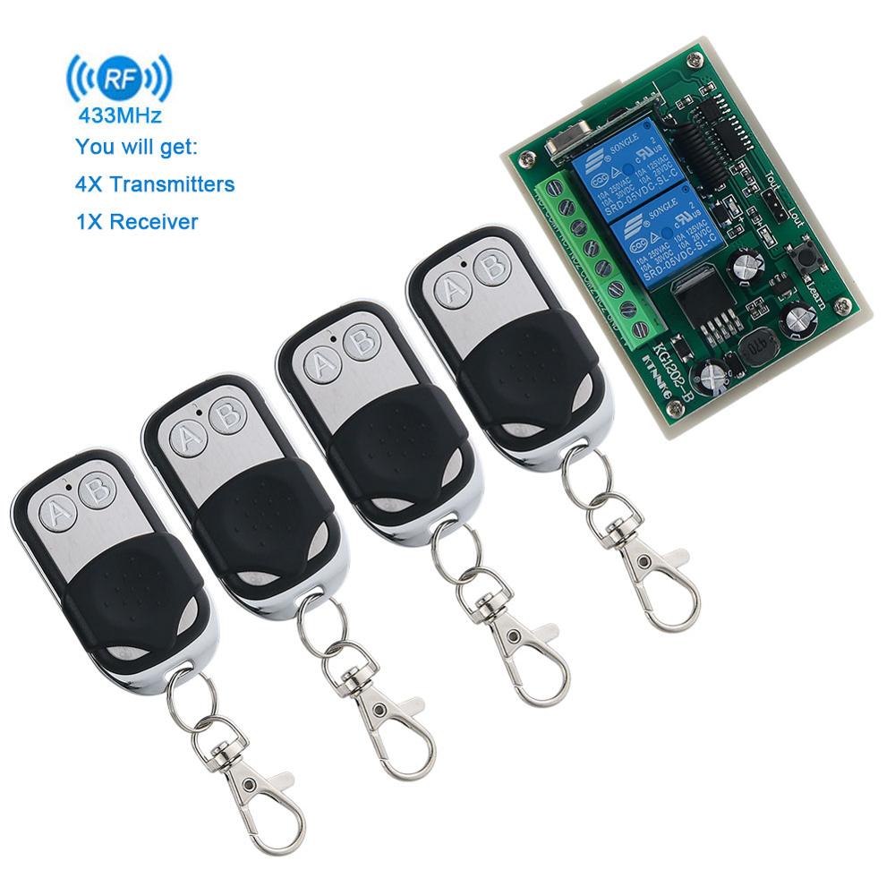 Dc12v 2ch rf trådløs fjernbetjeningskontakt 2- knap sender + modtager 433 mhz velegnet til garage, adgangskontrol: Sæt 3