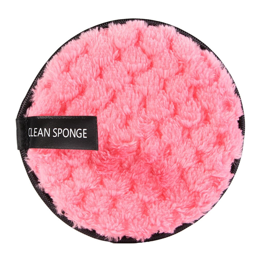 1pc runda sminkborttagningsmedel kosmetiska puff mjuk flannelett ansiktsrengöring svamp tygkuddar rengöringspuff 4 färger: Rosa