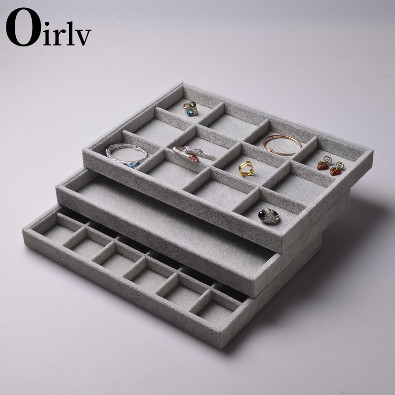 Oirlv-Plateaux à bijoux empilables en velours, PerfecSync Ders pour matiques, stockage de boucles d'oreilles, accessoires d'affichage