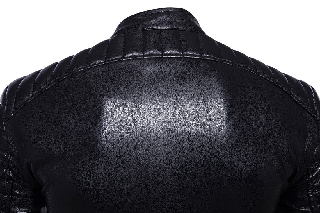 Good Men Folds Leather Coats Slim Fit Diagonal Zipper PU Leather Jackets Men Moto Biker Learher Jackets and Coats 5XL