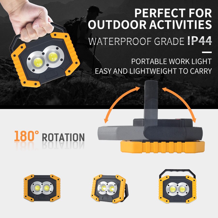 ZHIYU-foco Led portátil de 3000lm, luz de trabajo superbrillante, recargable para acampar al aire libre, linterna Led con batería de 18650