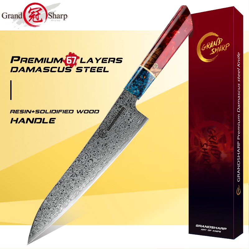 Grandsharp Chef's Knife 67 Layers vg10 Japanese Damascus Kitchen Knife Kitchen Stainless Steel Tools Gyuto Utility Kiritsuke