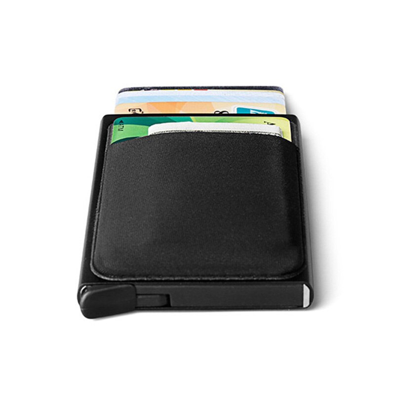 Slim Men Aluminum Wallet With Back Pouch ID Card Holder RFID Protection Mini Metal Automatic Pop up Credit Card Case Coin Purse