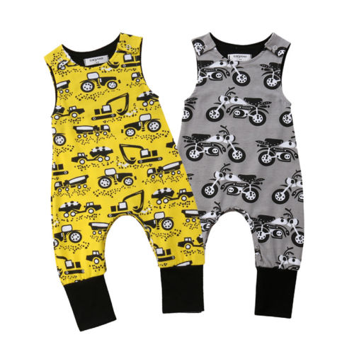 Emmababy Romper Top Baby Boy Kids Pasgeboren Baby Mouwloze Romper Jumpsuit Cartoon Katoenen Kleding Outfits