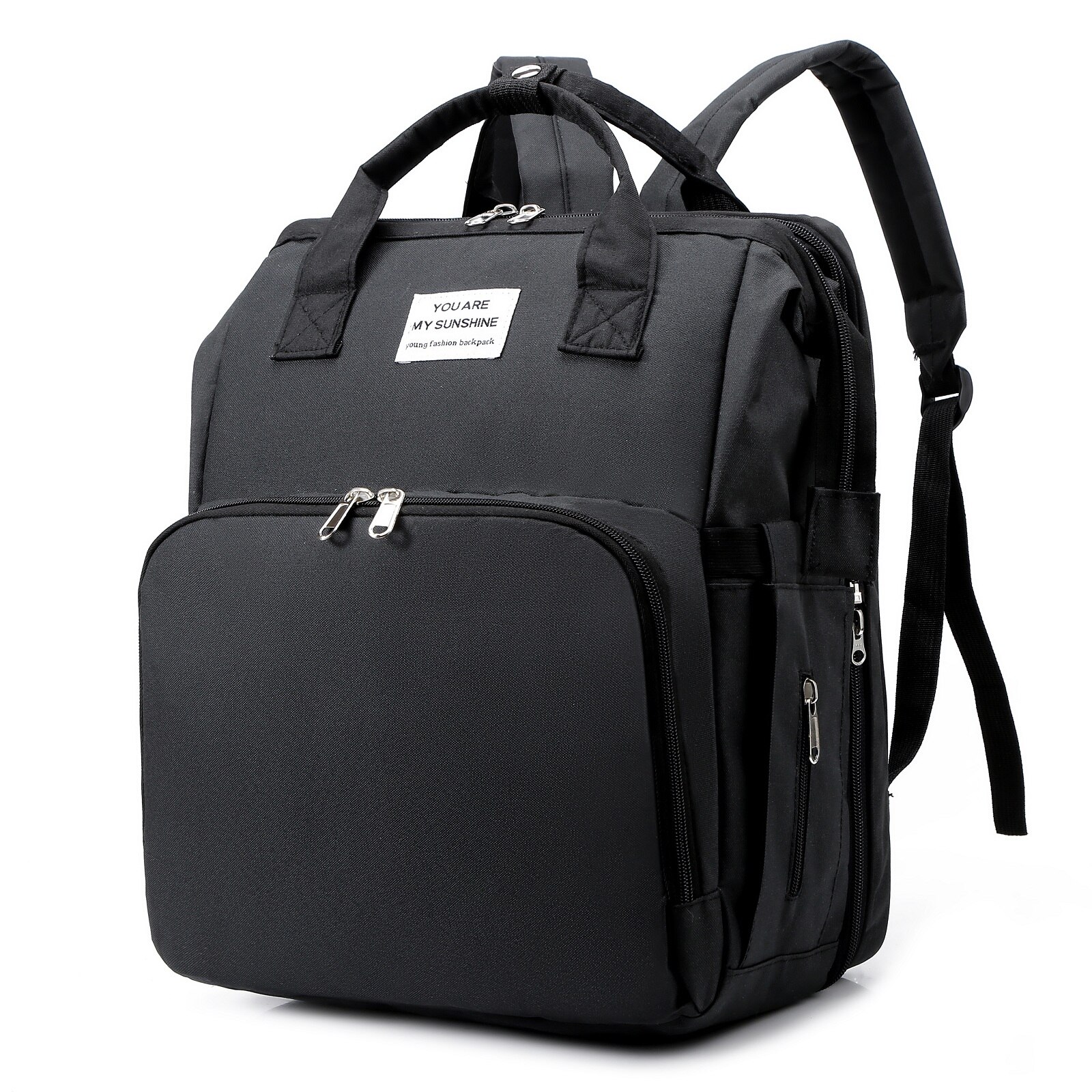 Portable Folding Baby Backpack Bed Multifunctional Bed Mid-Bed Mother And Baby Bag Portable Large Capacity Bag: Black