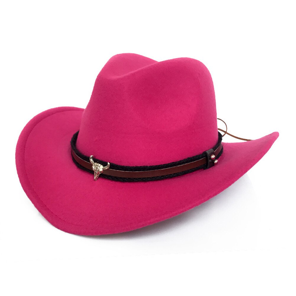Metall kuh kopf Western Cowboy Hütte herbst und Winter woll Jazz Hütte filz Hütte männer und frauen oben Hütte Kleidung Dekor Zubehör: Rose rot