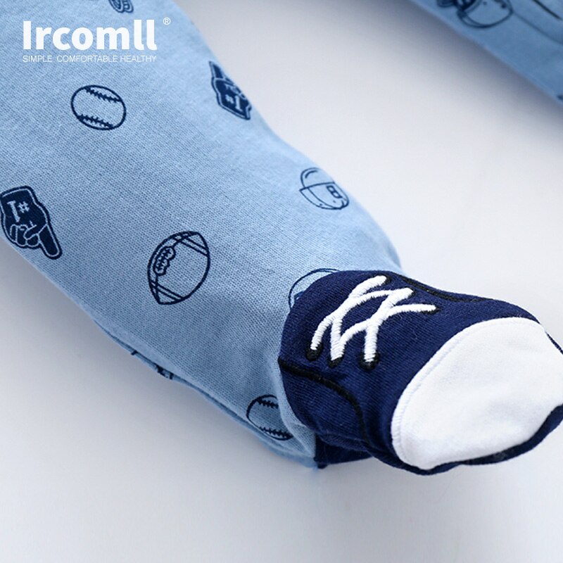 Ircomll – vêtements pour -né fille et garçon, combinaisons 100% coton imprimé léopard, chaussons pour bébé, printemps