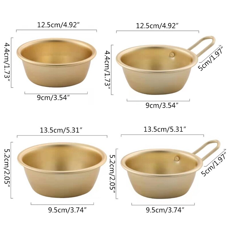 GXMA Korean Yellow Aluminum Bowl with Handle for Noodle Traditional Rice Wine Kitchen Cookware Camping Traditional Wine Bowls