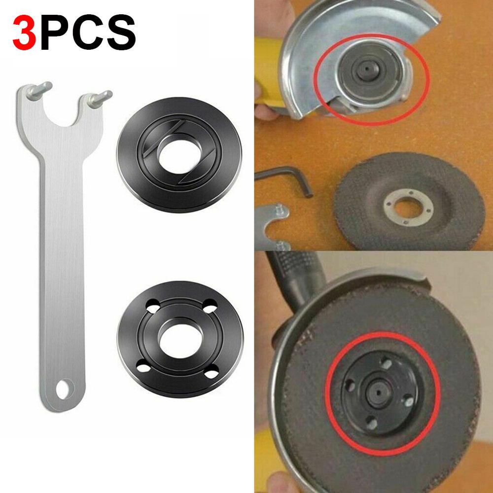 Angle Grinder Flange Wrench Set Metal Lock Nut Thread Angle Grinder Inner&Outer Flange Nut Set Tool + Wrench Power Tools