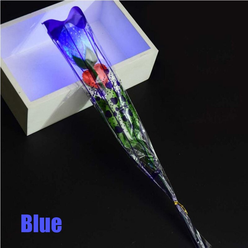 Led romantische gloeiende roos simulatie lichtgevende bloem plastic roos speelgoed voor meisjes valentijnsdag feest huisdecoratie doe-het-zelf knutselspeelgoed: Blauw