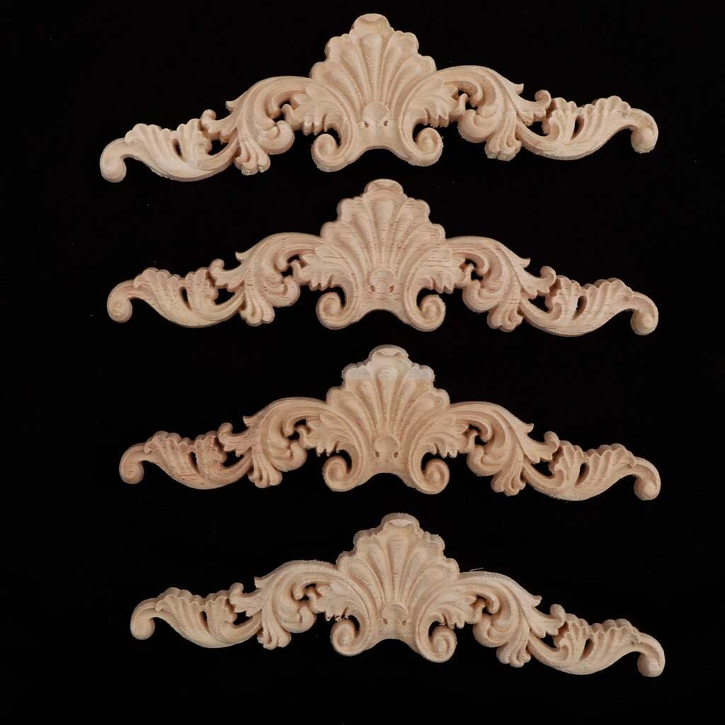MagiDeal 4Pcs Decorative Wooden Applique Furniture Moulding Craft Decal Decor Frame Corner Decorations - Livingroom Bedroom: b