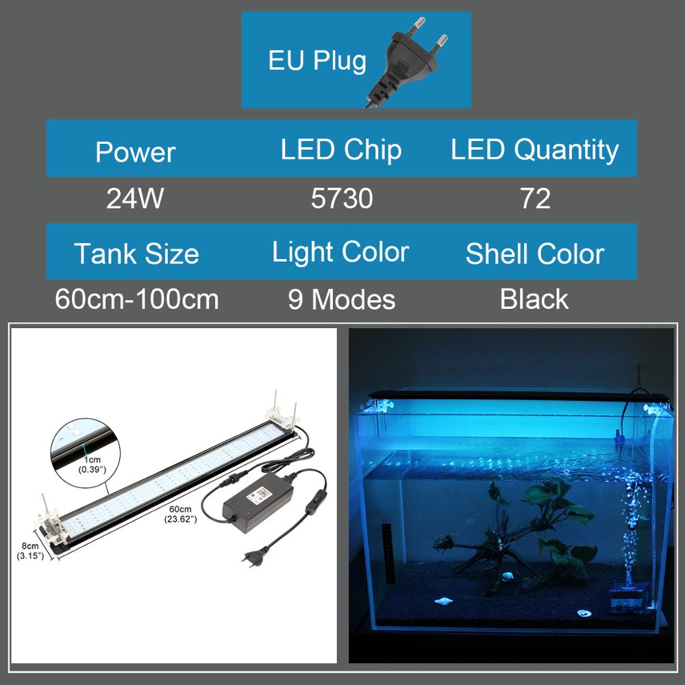 Iluminación LED para acuario, Control por Bluetooth con aplicación remota, luz de acuario LED RGB de 5050, 24W, 15V, luces temporizador de aleación de aluminio para acuario: Default Title