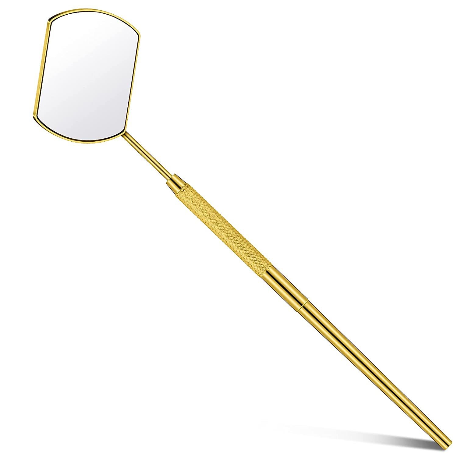Espejo de pestañas multifunción, espejo de belleza de aumento rectangular de mango largo para comprobar la extensión de pestañas postizas, herramientas de injerto: Gold 1pc