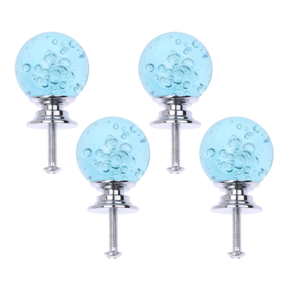 4 Set Single Hole Silver Base Lade Knop Bubble Bal Kast Lade Deurklink Met Schroeven Voor Home Office (wit, 1 Schroef, 4: Blue