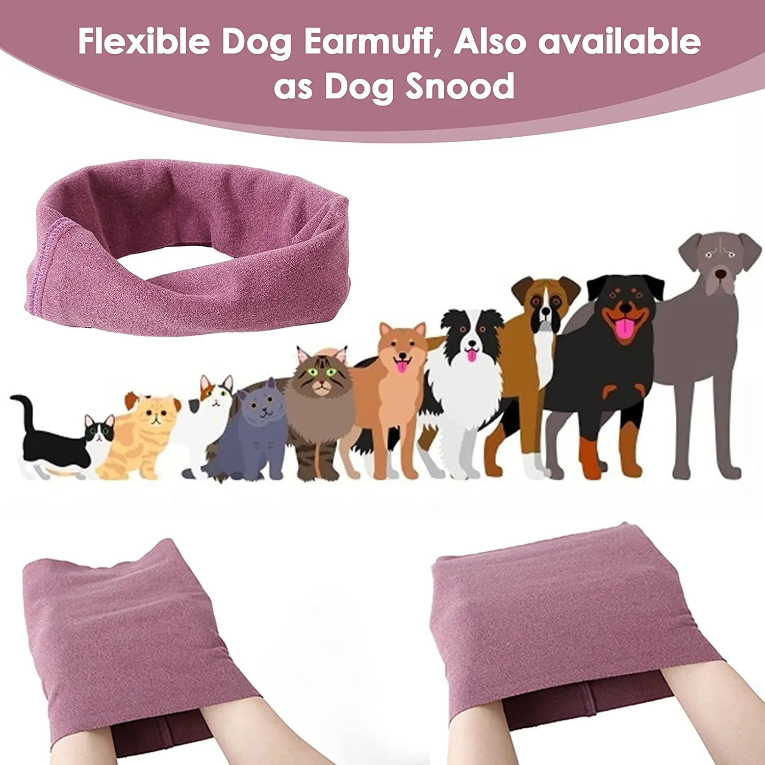 Cuffie antirumore per toelettatura animali domestici per cani e gatti, paraorecchie calde, sciarpa invernale resistente al freddo, riduzione del rumore, lavabili e altamente elastiche