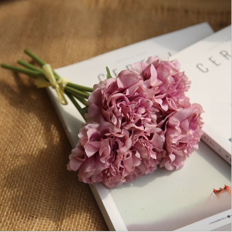 3 bundter kunstige pæoner boligindretning tilbehør blomsterarrangement borddækning bryllup diy indendørs møbler: 6
