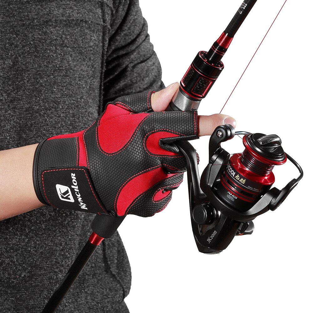 Fiskeri fingerfri 3 fingre skåret handske lædermodstand guantes de pesca fiskerihandsker overlevelse camping vandring redningsværktøj