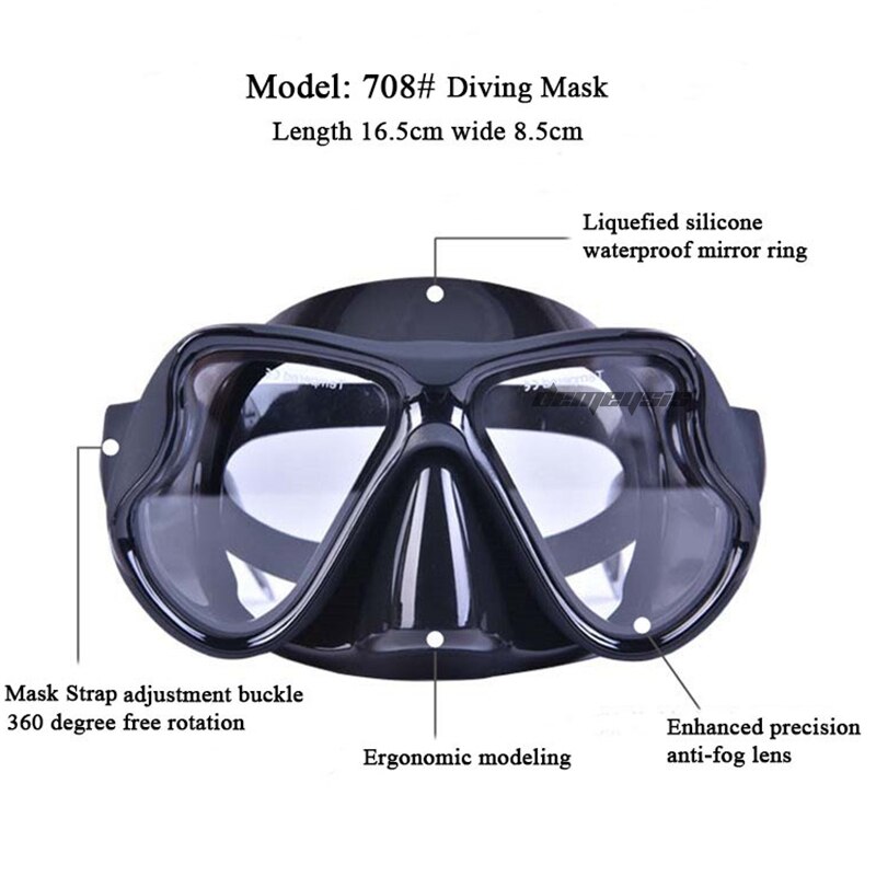 Diving Mask and Snorkel Set - Anti-Fog Goggles - Scuba Swimming Pool Equipment - Silicone & Tempered Glass