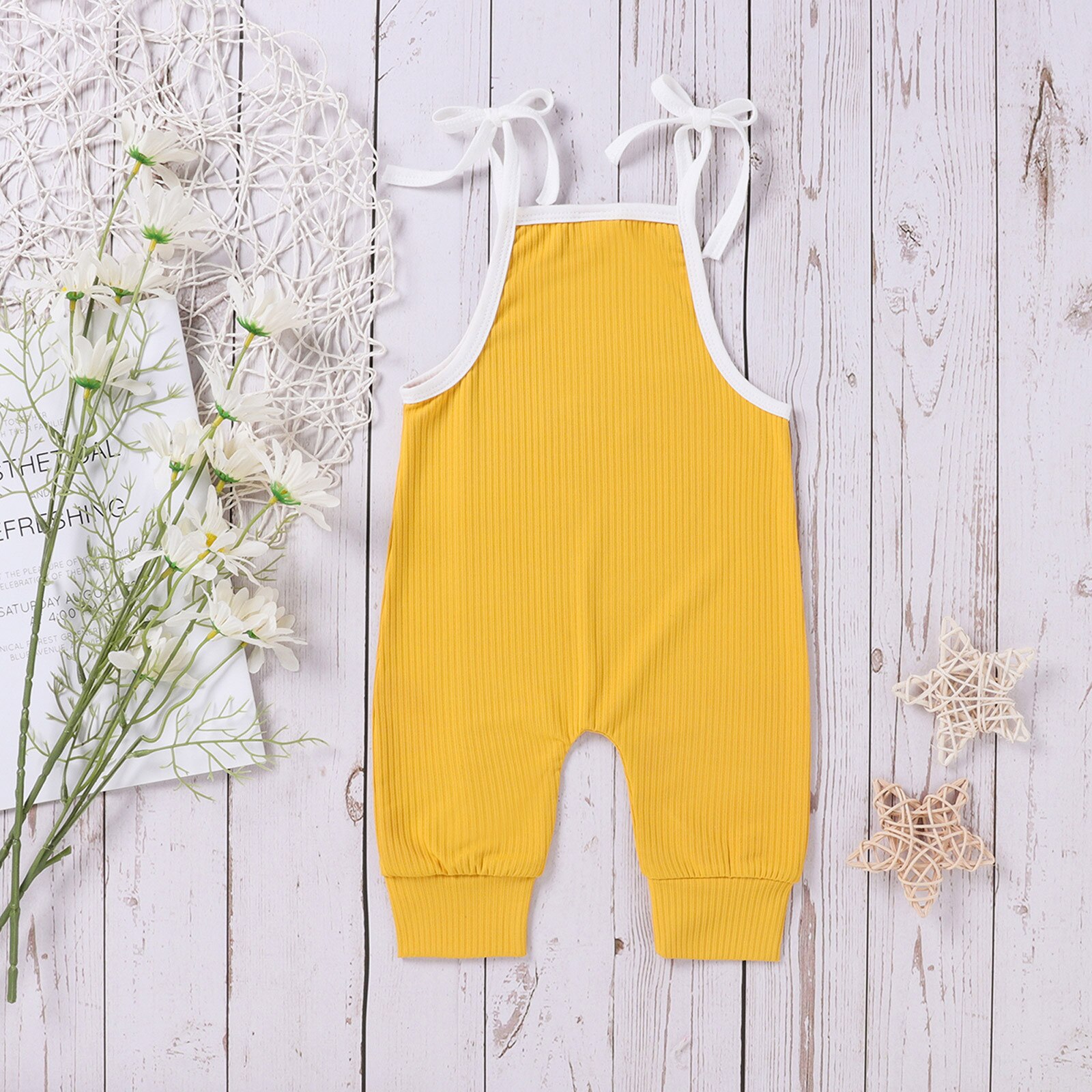 Baby Breien Rompertjes Geribbelde Kurkuma Overalls Pasgeboren Baby Meisjes Jongens Kleding Mouwloze Romper Jumpsuit Bandage Effen Kleding